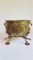 HEAVY ASIAN BRASS POT WITH ADJUSTABLE STAND