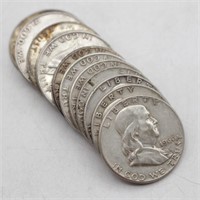 (12) 1948-1960 Franklin Half Dollars