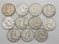 (11) 1950-1959 Franklin Half Dollars