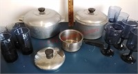 Magnalite Pot, cooker & vintage glasses
