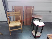 Shutters, wooden tables & chair