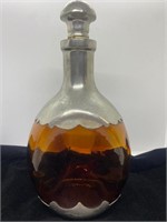 Vtg Royal Holland Pewter Decanter Amber Glass