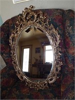 Mid Century Regency Style Gold Wood Frame Mirror