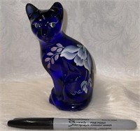 (ST) Hand painted and signed Fenton feline