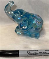 (ST) Fenton Art Glass Hand Painted Blue Elephant