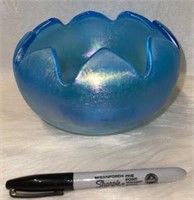 (ST) Fenton  blue stretch glass dish