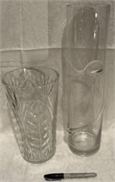 (ST) (2) Tall Vases - Shorter Vase Is Crystal