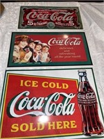 (ST) (3) metal Coca-Cola advertisement signs