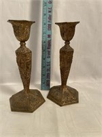 (A)Detailed decorative Vintage Brass Candle Sticks