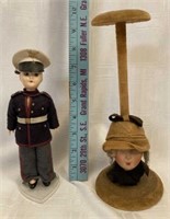 (A) Vintage Soldier Doll and Hat Holder