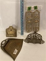 B)Brass Napkin Holder, Card Holder and other Brass