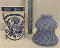(B) Spode Blue and White Vase and glass Lamp