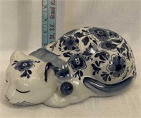 (B) Large Blue and White Porcelain Cat