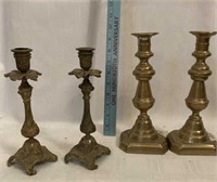 (C) Two pair of brass candle sticks