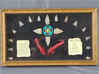 Arrowhead display with Navajo beadwork