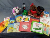 Stuffed animals and children's books