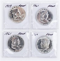 Coin 4 Proof  Half Dollars Kennedy / Franklin