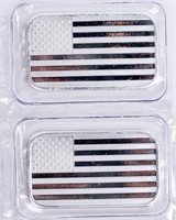 Coin 2 Troy Ounce USA Flag Silver Bars