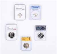 Coin 5 Certified Coins  Mercury Dimes +