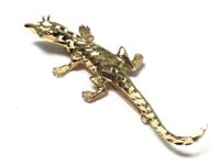 Fine 14K Yellow Gold Lizard Pin Brooch