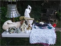 Bird themed decor, Lovely lamps, quilted pieces