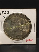 1922 D Peace silver dollar