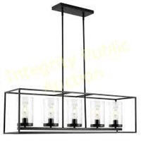 5 Light Chandelier Black Clear Shades $182 Retail