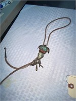 Bolo Tie Leather w/Indian Symbol & Turquois