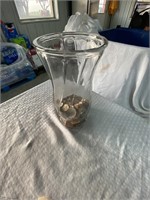 Glass Vase w/Coins