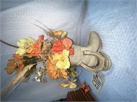 Frankoma Pottery Boot Vase w/Flowers