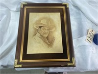 Framed Plaque of John Wayne by Al Kennedy