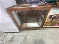 Glass wood display case 36"x14"x39"