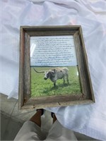 Framed The Cowboys Prayer w/pic of Longhorn