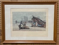 1881 Beach Scene 'Tynemouth' Framed Litho