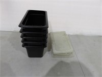 (5) 5 1/2  x 6" Plastic Inserts with (3) Lids