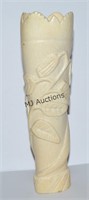 Vintage Hand Carved Ivory Vase Snake Floral