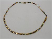 10k Necklace w/Multi-Colored Stones