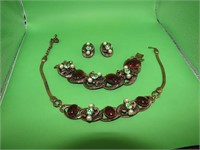 Vintage Necklace, Bracelet & Clip Earring Set