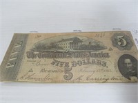 "Genuine" 1864 Confederate States 5 Dollar Bill