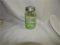Antique Green Depression Glass Hoosier Spice Jar