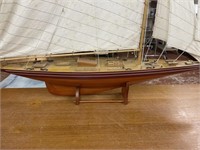 Wood Model Sail Boat on Stand