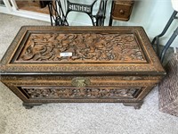 Decorative wood carved trunk
