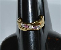 18K Gold Rubies Cz's Designer Ring Size 6 1/2