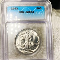 1943 Walking Half Dollar ICG - MS64