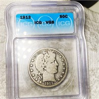 1913 Barber Half Dollar ICG - VG8