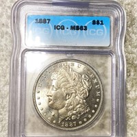 1887 Morgan Silver Dollar ICG - MS63