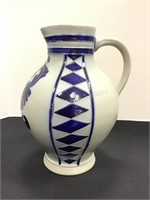 German Pottery Pitcher with Cobalt Blue