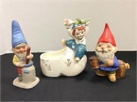 Three Vintage Elf Figurines