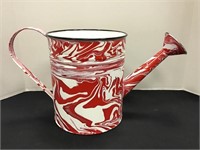 Metal Red & White Swirl Watering Can