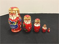 Wood Santa Russian Nesting Dolls